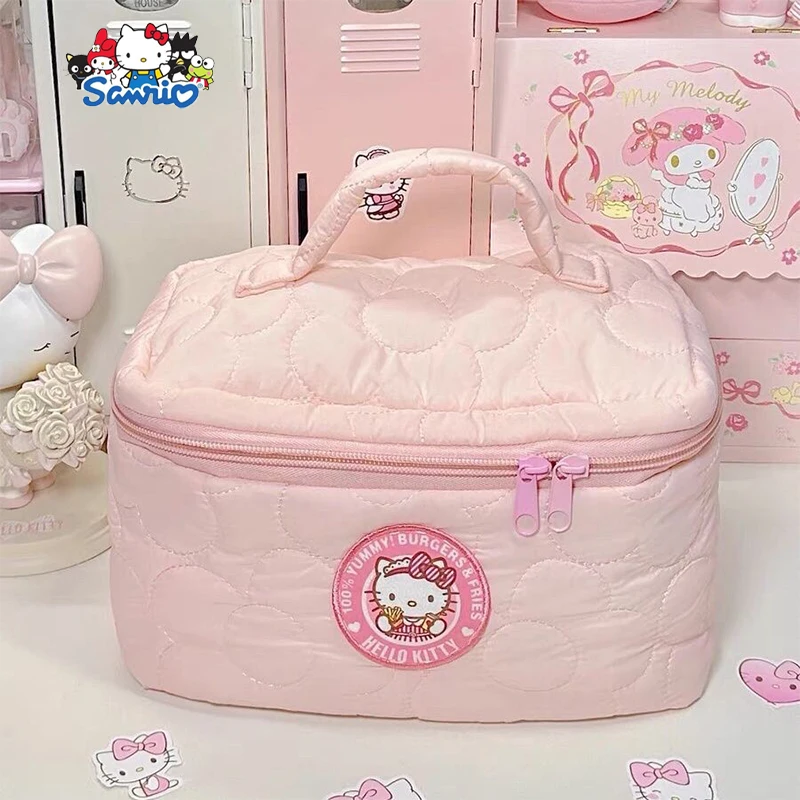 Hello Kitty Sanrio Makeup Bag Kawaii Anime Stuff Cute Large Capacity Travel Cosmetics Toiletries Storage Bag Handbag Girls Gifts