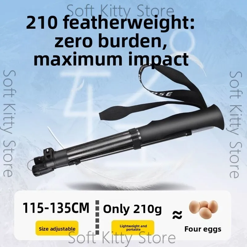 3K carbon fiber trekking poles, walking sticks, crutches, telescopic and non-slip, ultra-lightweight