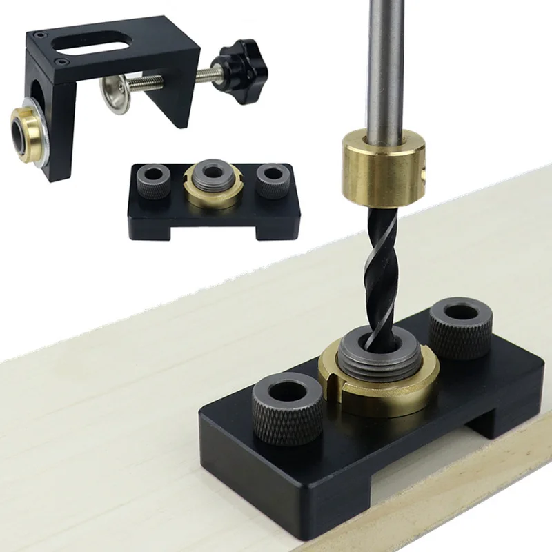 3 In 1 Woodworking Doweling Jig Kit with Positioning Clip with 8/15mm Drill Bit for Drilling Guide Locator Puncher Tool Dropship
