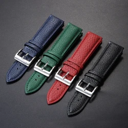 Litchi Pattern Genuine Leather Watch Band 18mm 20mm 22mm for Samsung Galaxy Watch 7/6/5/4 40 44mm Men Women Replacement Straps