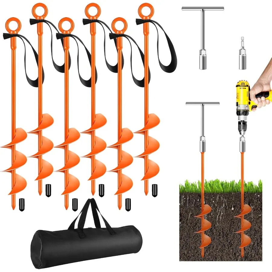 

Комплект из 6 сверхмощных заземляющих анкеров с шестигранным ключом с рулем и гайковерткой для надежной установки в палатках для кемпинга, навесах