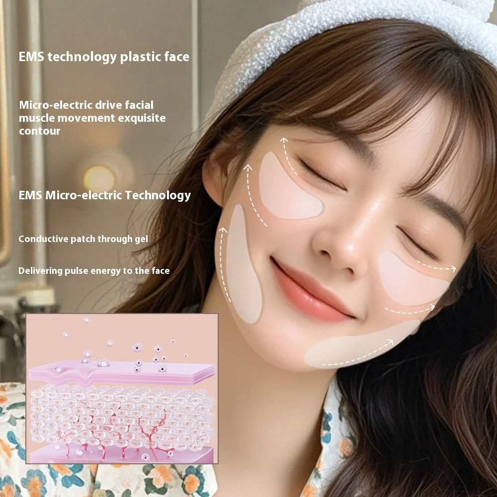 Massaggiatore facciale EMS con impulso a bassa frequenza: dispositivo ricaricabile rassodante e modellante a forma di V per la cura degli occhi e il lifting del viso