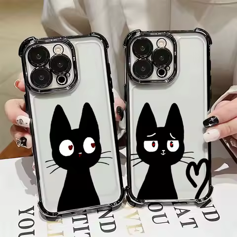 Lustful Black Cat Love Phone Case For Xiaomi 15T 14T 13 Pro 15 F8 Ultra Poco X7 F7 Pro 5G X3 X5 X6 F5 M7 Shockproof Clear Cover