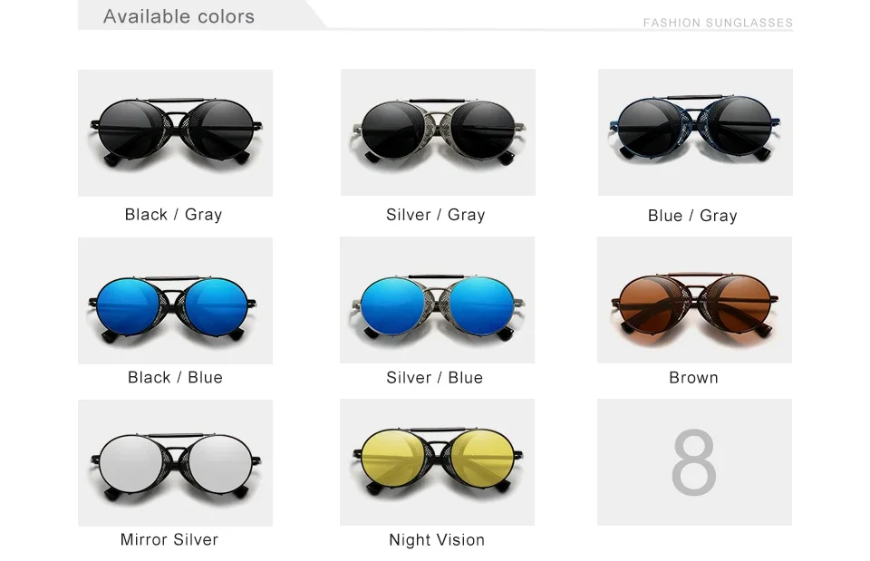 KINGSEVEN Mode Gothic Steampunk Sonnenbrille Polarisierte UV400 Männer Frauen Neue Designer Vintage Brillen Runde Pilot Rahmen Gläser – Detail 3