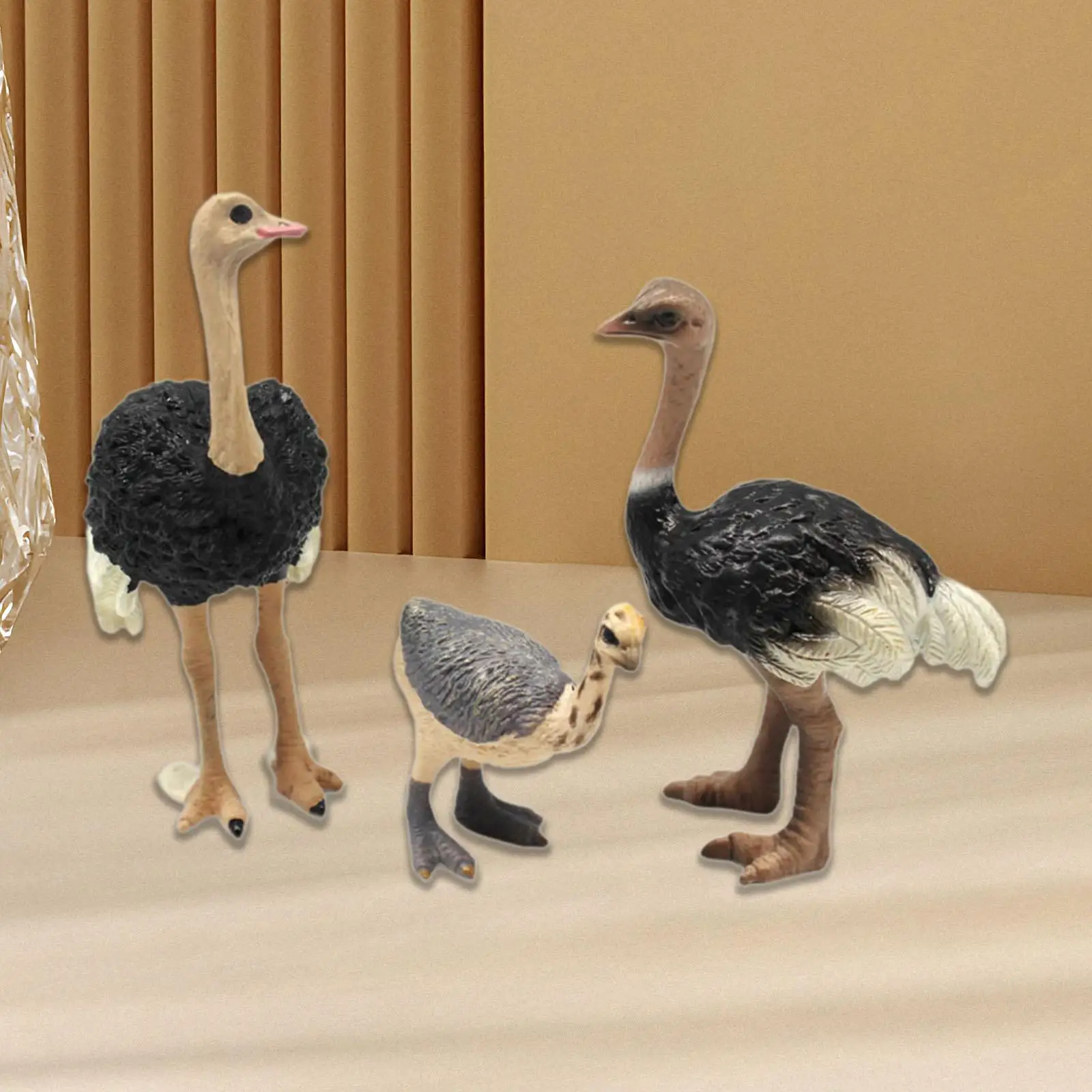 

3 Pieces Bird Model Ostrich Statue Model Table Decor for Desk Coffee Table