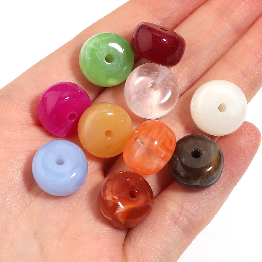 20pcs/lot Imitation Jade Stone Acrylic Beads Dual Color Loose Spacer Wheel Beads For DIY Handmade Bracelet Necklace Accessories view 5