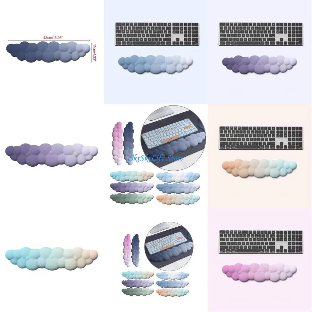 

E65E Cloud Wrist Rest Pad Anti-Slip Silicone Base PU and Memory Foam Mousepad