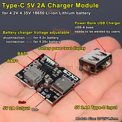 5V 2A Type-C USB 3.7V 18650 Lithium Li-ion Battery Charging Board DIY Power Bank