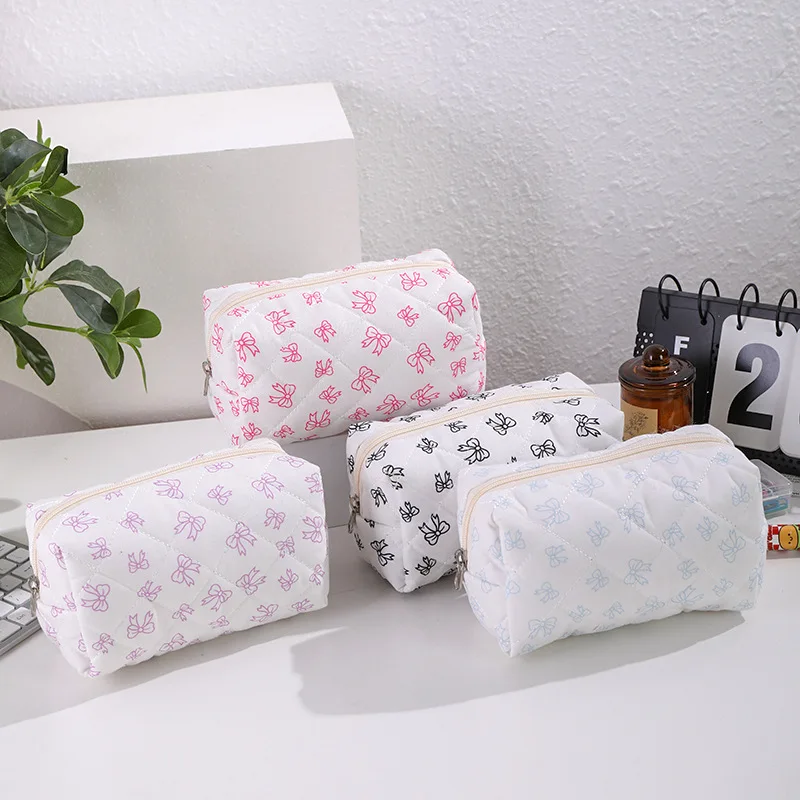 

Косметичка Sweet Bow Quilted Bow с принтом роз, большая вместительная сумка для туалетных принадлежностей, дорожный органайзер, милый пенал