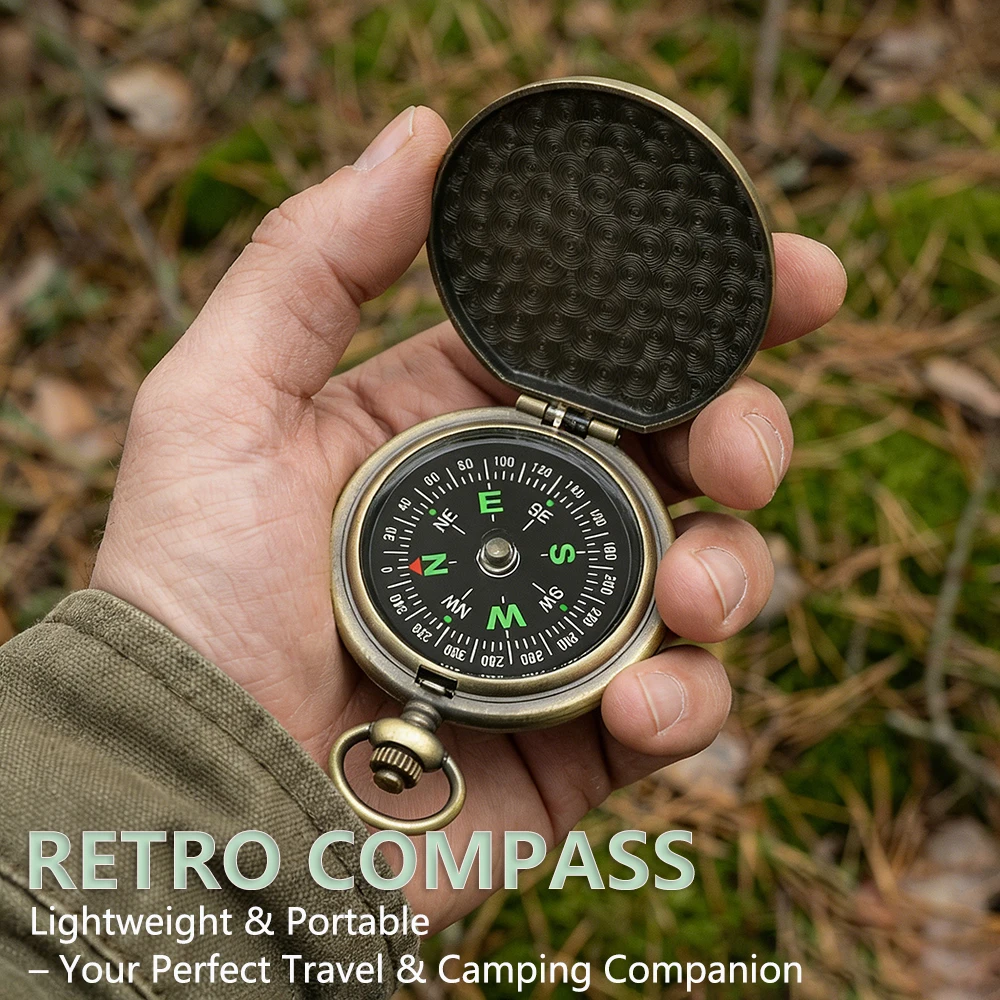 

TRALOW Retro Zinc Alloy Classic Compass Portable Flip Pocket Watch Compass for Outdoor Hiking Camping Survival Gift Collection