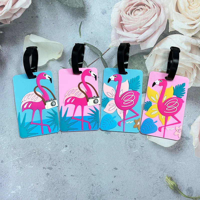 

Flamingo PVC Luggage Tags Cute Luggage Tag Women Men Flight Holiday Travel Accessories Travel Tag Bag Tags Name ID Address Lable