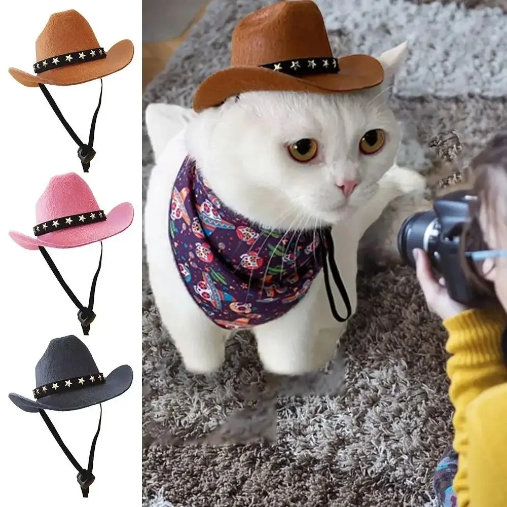 Adjustable Funny Pet Dog Hat Outdoor Summer Pet Accessories Dogs Cats Headwear Cowboy Hats Dog Cat