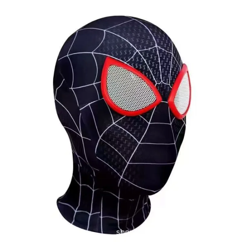Spidey Full Head Mask for Adults Kids Miles Style Cosplay Costume Halloween Party Fun Gift with Breathable Mesh Eye Covers