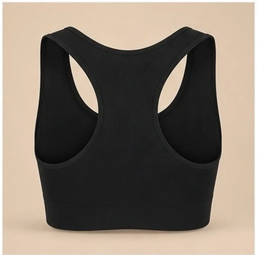 Sports Bra Front Zipper Black Size M No Steel Ring Shockproof Breathable Workout Running Yoga High Impact Padded