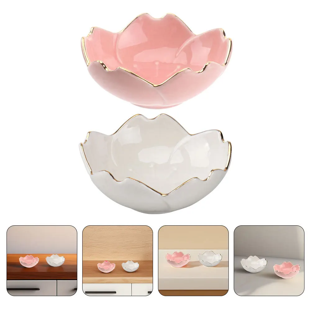 

2Pcs Ceramic Cherry Blossom Dipping Bowls Elegant Design for Kitchen Tea Bag Holder Seasoning Saucers Tasting Dishes