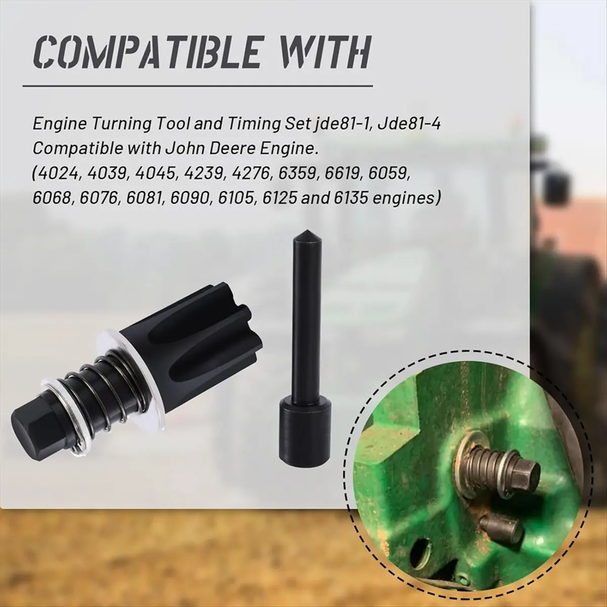 #56F Timing Tool Set,JDE81-1 JDE81-4 Engine Turning Tool and Timing Pin Kit for John Deere (Black)