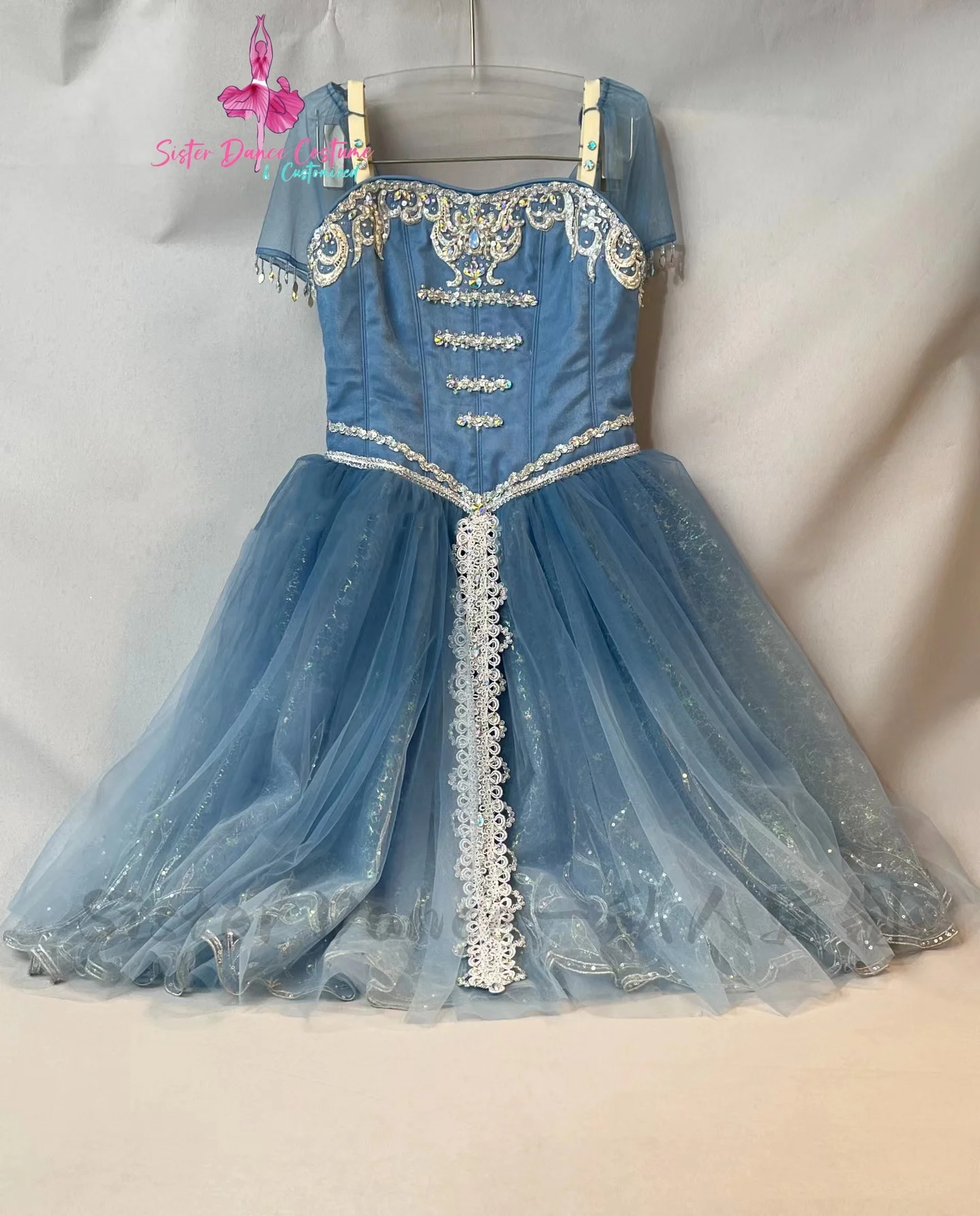 Vestido de competición de escenario personalizado para niños y mujeres, tutú con escena de Lago de los Cisnes, novedad de 2024