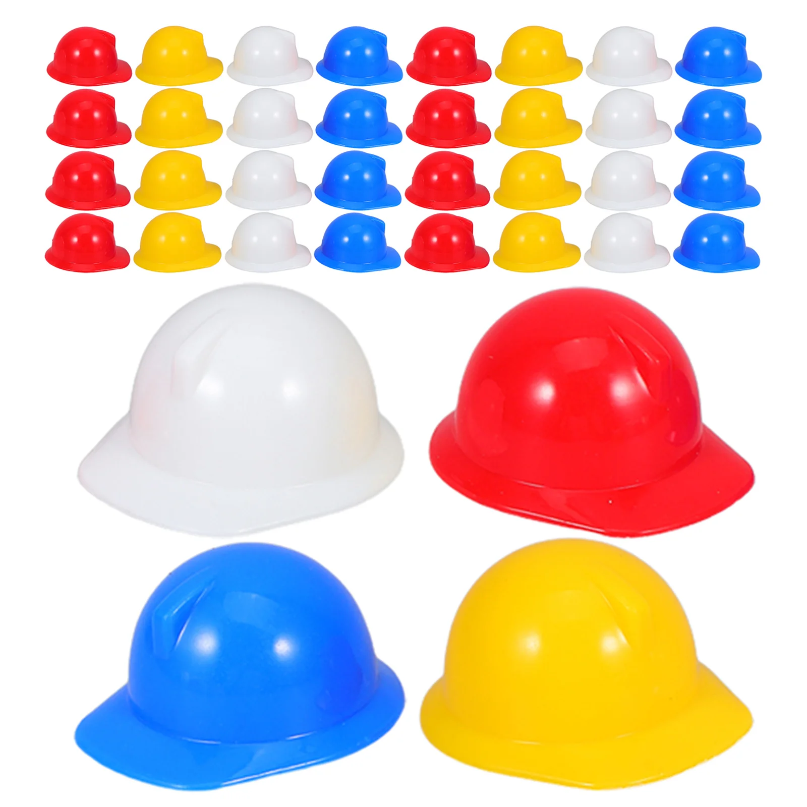 60Pcs Tiny Hard Hat Ornaments Vibrant Color Plastic Mini Helmets for Construction Party Decorations Craft Dress Up Accessories