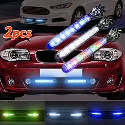 2pcs Car Wind Powered Car LED Fan Light Rotation Fan Lamp Automobile Decorative Lamp neon Mainland China