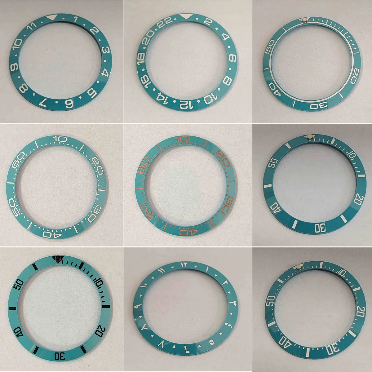 38mm Lake Blue Watch Bezel Ceramic Insert Ring Inner Diameter 30.5mm Oblique Bezel Watch Accessories