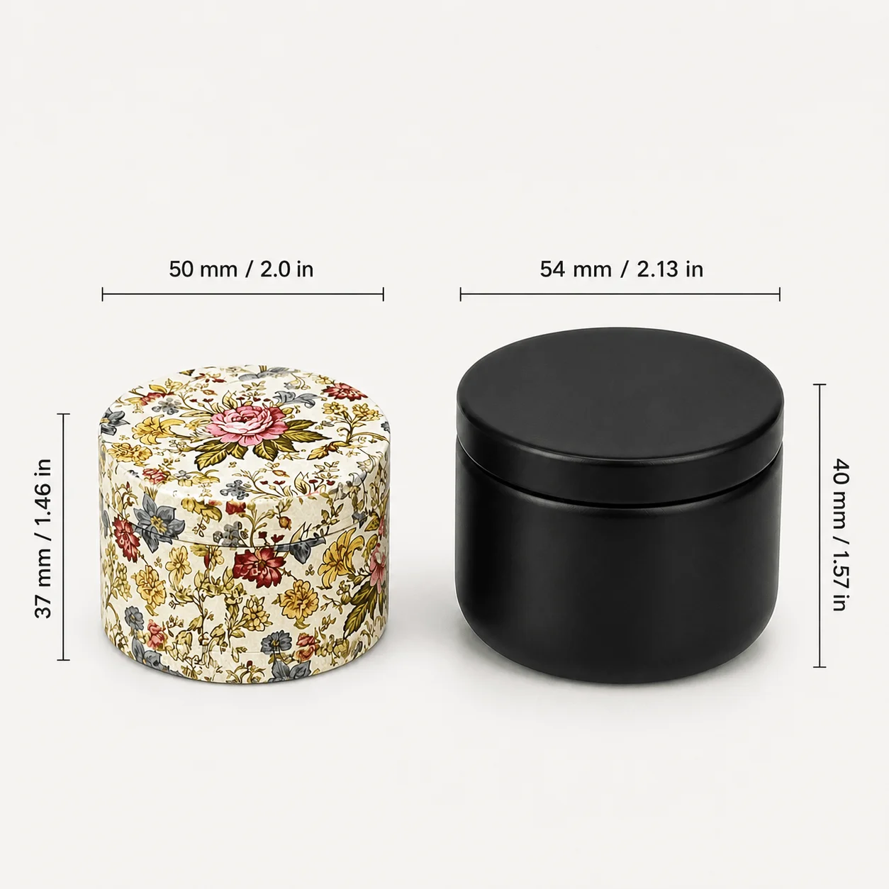 50mm Ivory White Multicolor Vintage Rose Floral Zinc Alloy Herb Grinder 4 Layer Manual Tobacco Mill with Black Storage Jar Set