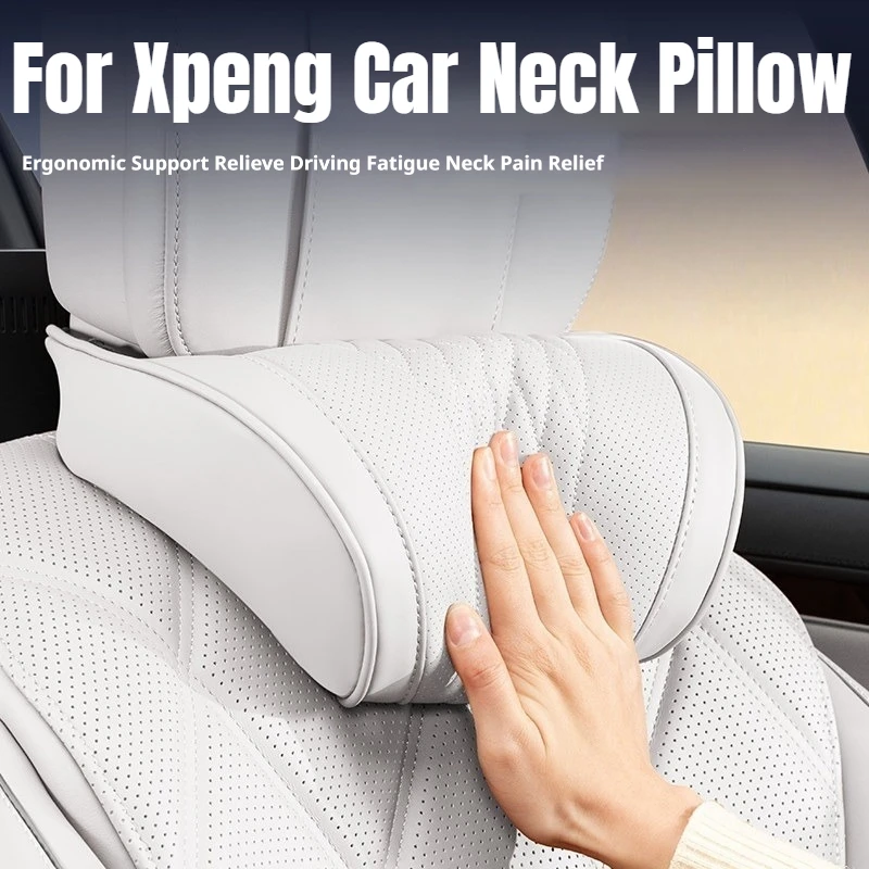 Image of Für Xpeng Luxus-Nappa-Leder-Latex-Autokopfstützenkissen passend für P7 P7+ X9 M03 L03 GX P5 G3i G6 G9 Atmungsaktive Auto-Lendenstütze