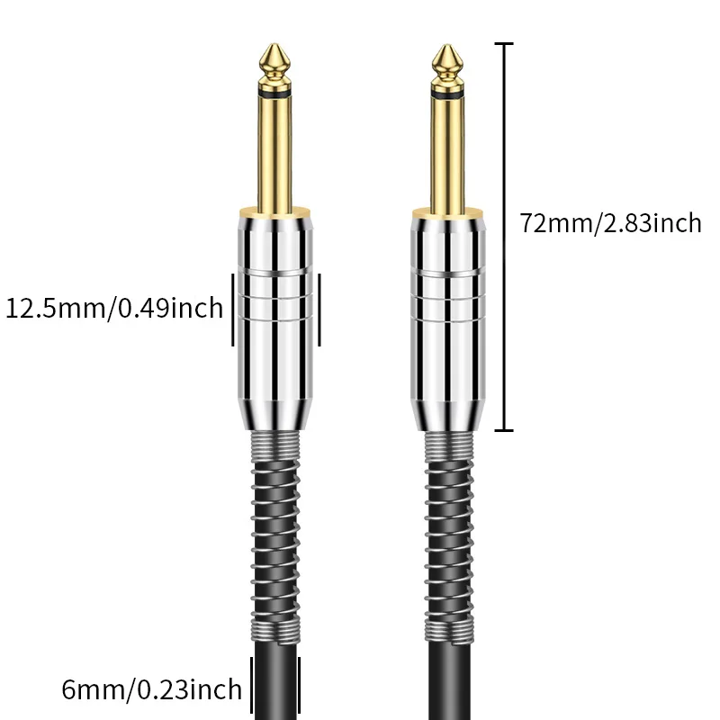 RUZUO Aux Guitar cable lack 6.5 mm to6.5 mm Audio Cable for Guitar MixerSpeaker Stereo jack 6.35mm Aux Cable1m 2m 3m