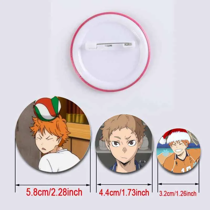 58mm Japanese Anime Haikyuu Tinplate Brooch Pins on Backpack Cartoon Figure Icon Badge for Hat Clothing Decor Gifts for Friend