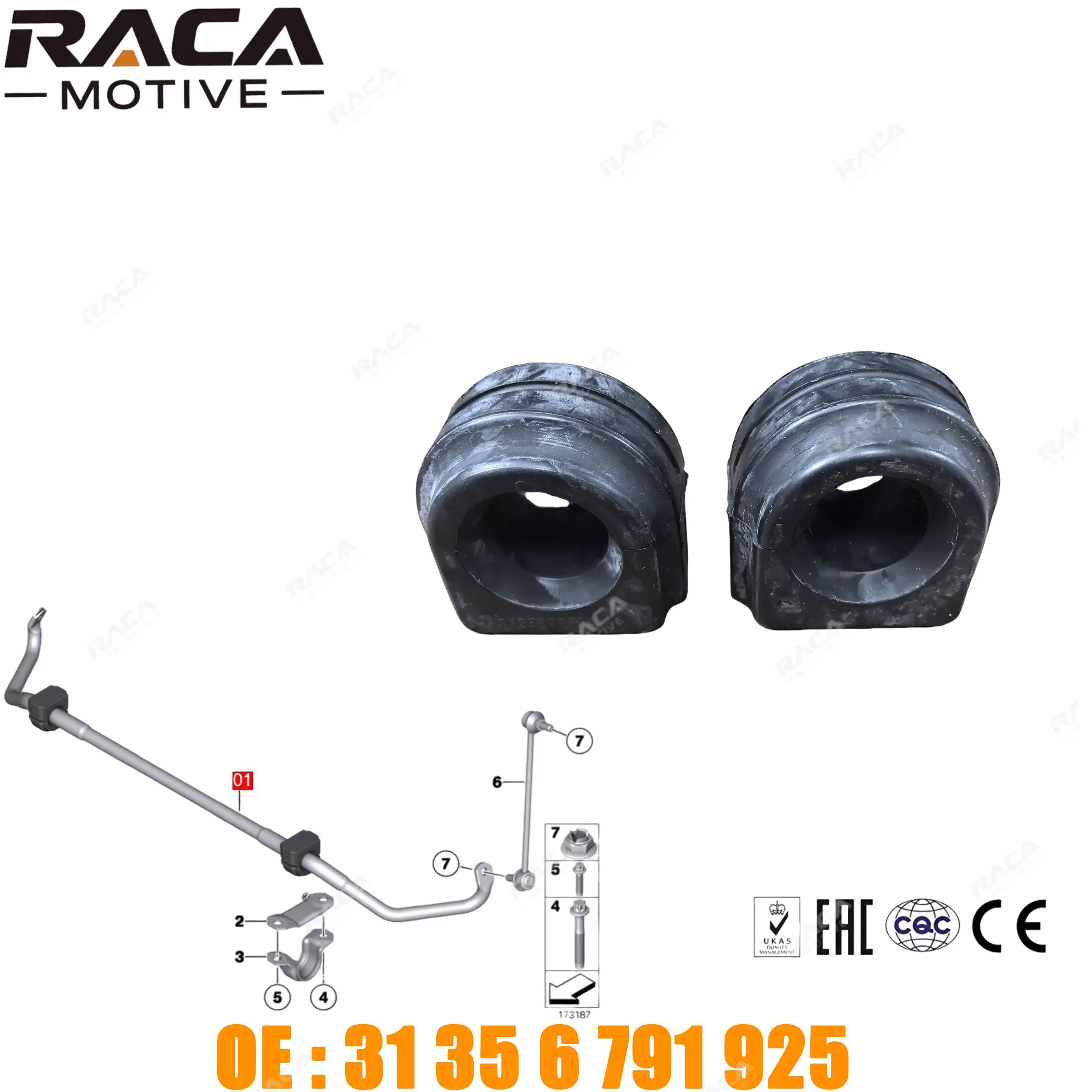 2Pcs High-Quality Front Axle Stabilizer Bar Rubber Mount Suitable for Bmw 5 Series F10 F07 F11 6 Series F6 F12 F13 31356777933 31356777934 31356791925 31356793395
