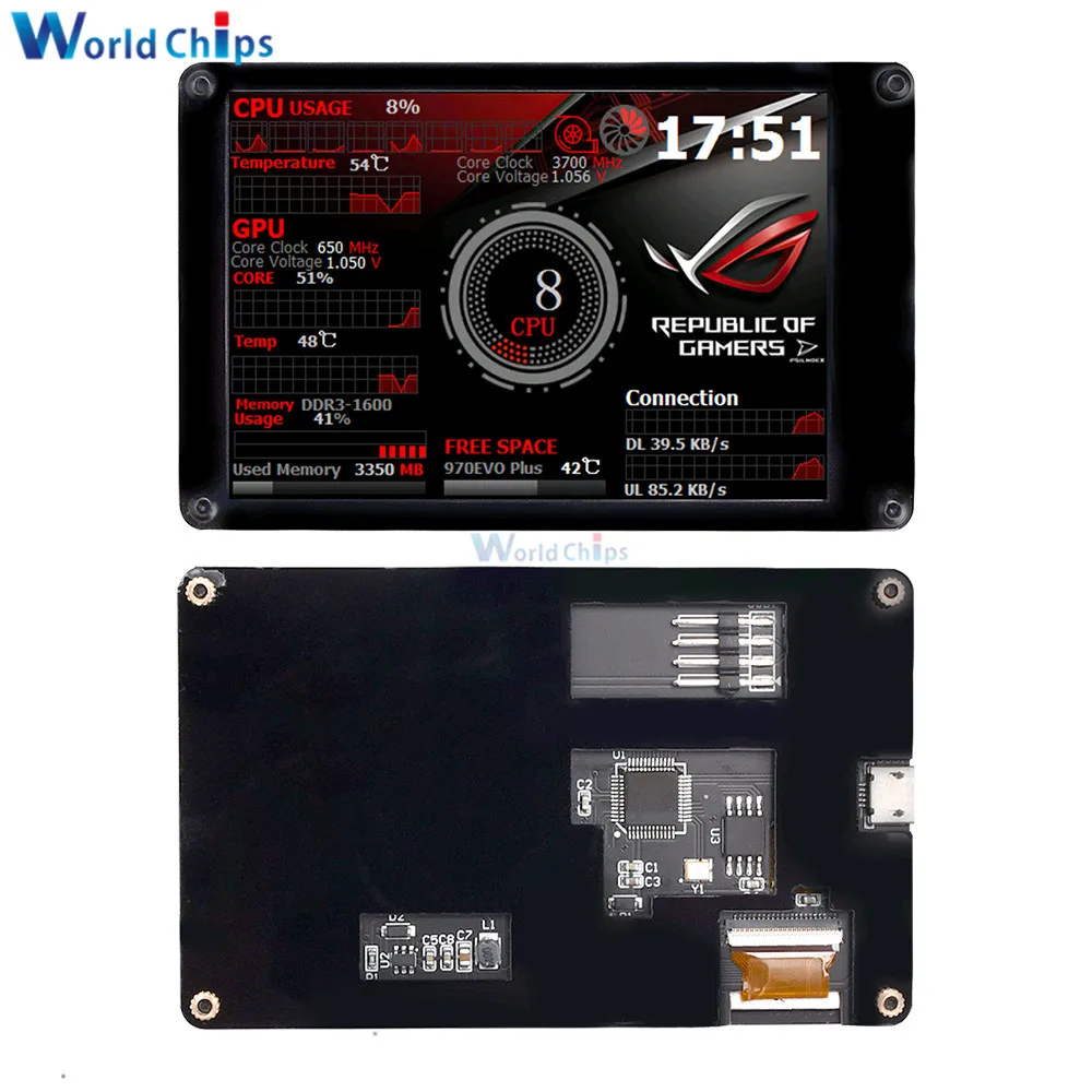 Layar Monitor LCD IPS 3.5 Inci AIDA64 Sub-layar Tampilan Dinamis USB TYPE-C 320*480 Mendukung Layar Vertikal untuk Raspberry Pi