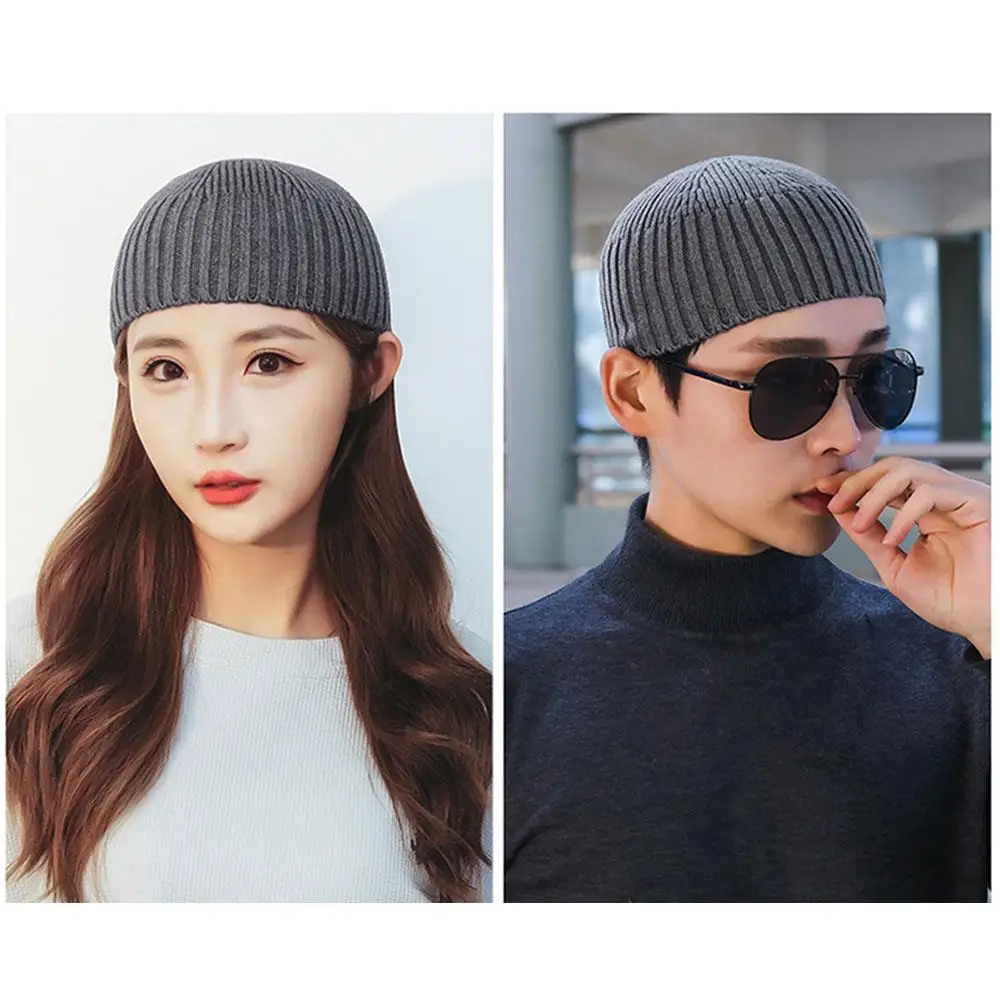 مرونة البطيخ قبعة قبعة الرياضة في الهواء الطلق يندبروف التزلج قبعة محبوك Brimless قبعة خمر بلون الحياكة الغزل قبة قبعة #3