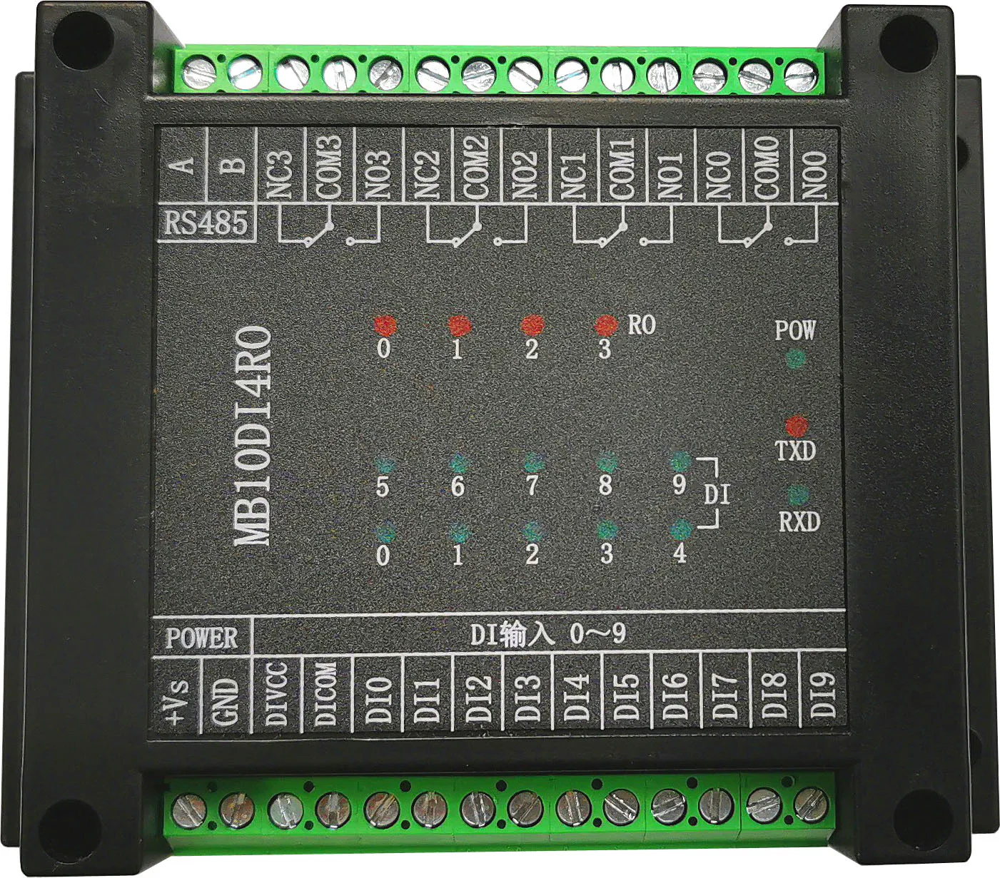 

Switching Value Input and Output 10 Channels Input and 4 Channels Relay Output Module RS485 MODBUS-RTU Communication