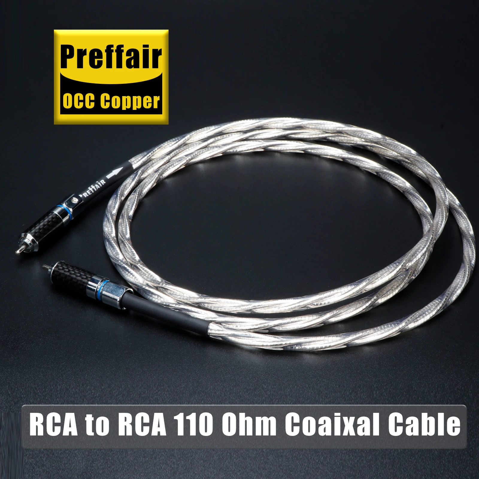 Pita Musik 110 Ohm RCA Kabel Keseimbangan Digital Koaksial dengan Cangkang Serat Karbon Kabel Sinyal Audio Amplifier Pin Berlapis Rhodium