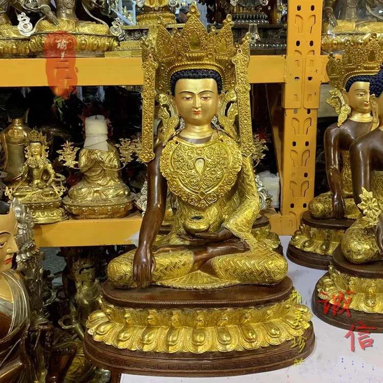 

GOOD buddha statue # 48cm Large huge Buddhism Tibet Jokhang Temple Omnipotent JueVo Buddha Gold-plated copper statue Talisman