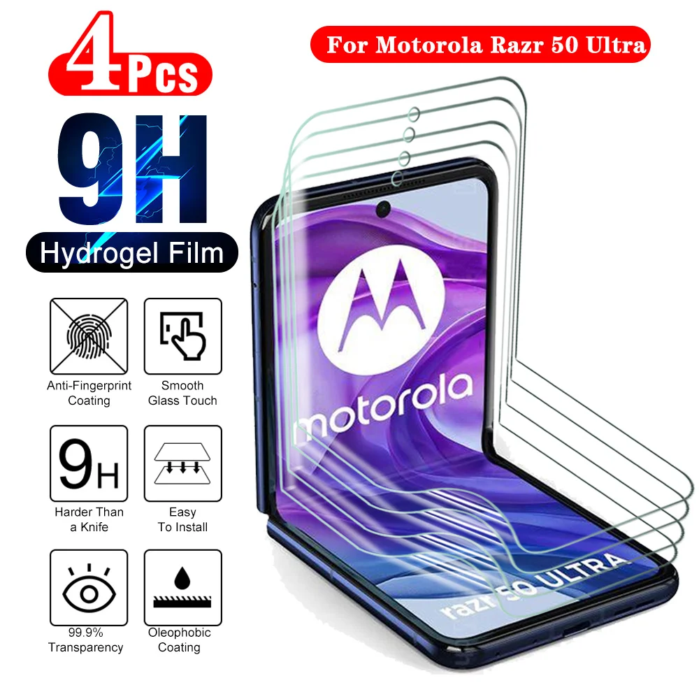 4PCS Fold Hydrogel Film For Motorola Razr 50 Ultra Screen Protector On Razr 50Ultra Razr50 Ultra 5G Flip Phone Protective Film