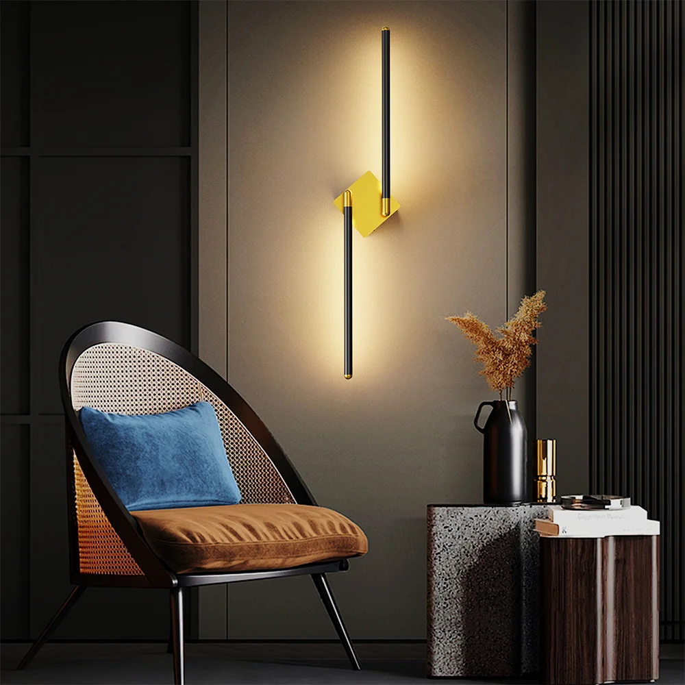 Moderne Lijn Wandlamp Aluminium Hal Licht Driekleurig Veranderend Licht Type-C Oplaadpoort Led Wandlamp Elegant Omgevingslicht