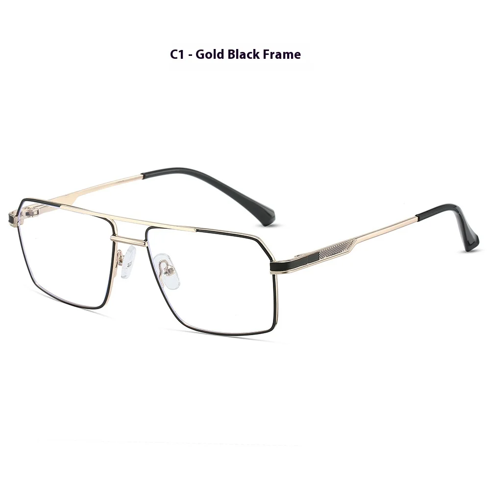 Новые мужские металлические очки в большой оправе с двойным лучом и плоским зеркалом в стиле ретро, можно установить с оправой для очков с блокировкой синего света для близорукости