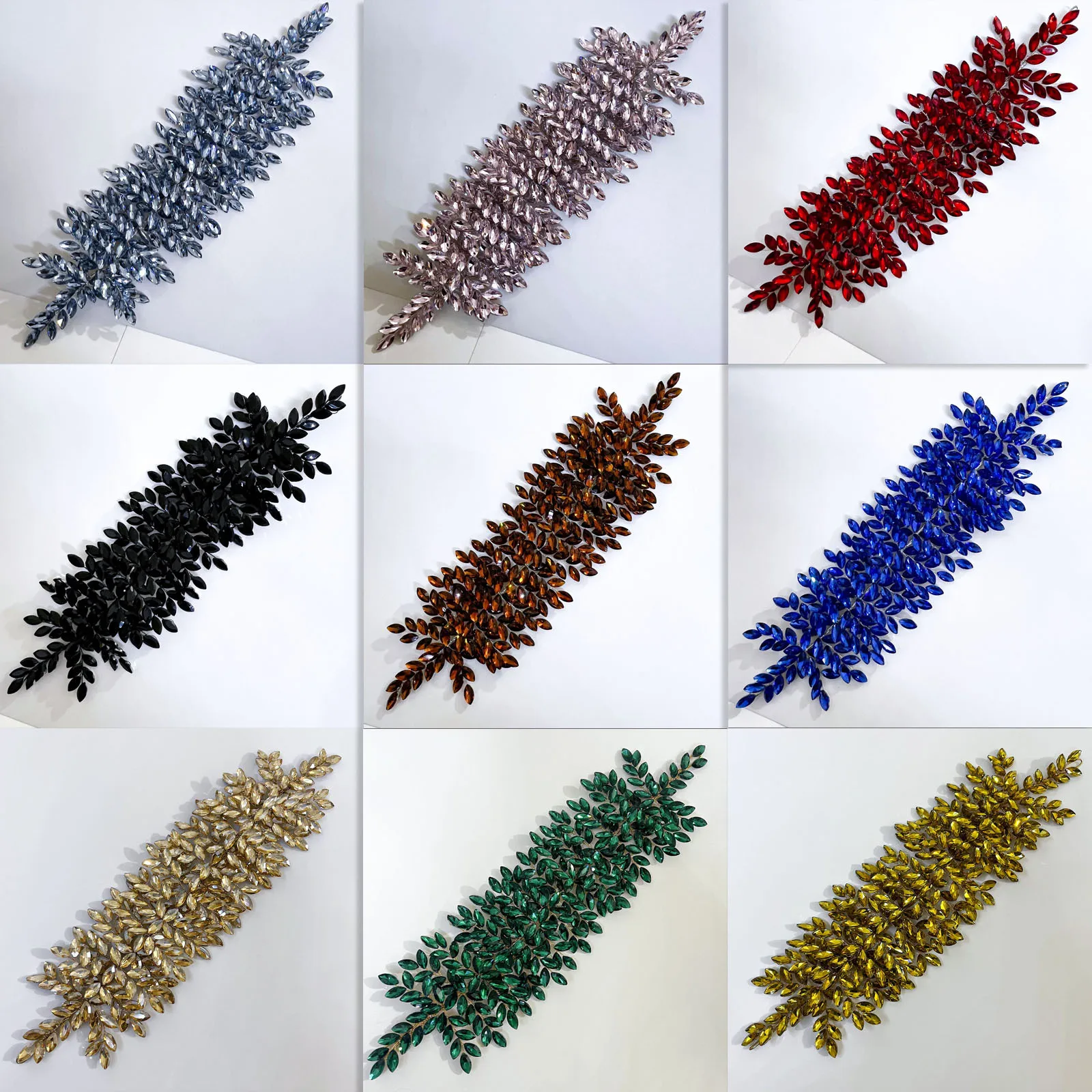 DZ005 Luxury Handmade 3D Work Wire Shiny Crystal Rhinestone Fashion Patch Dress Accessories Flower Applique Applique for Women