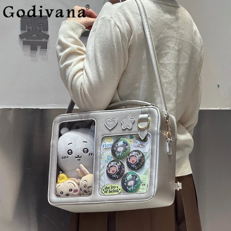 

Двумерная японская оригинальная прозрачная сумка для боли в стиле Лолиты, 20 см, милая детская сумка, модная сумка на плечо для повседневных поездок на работу