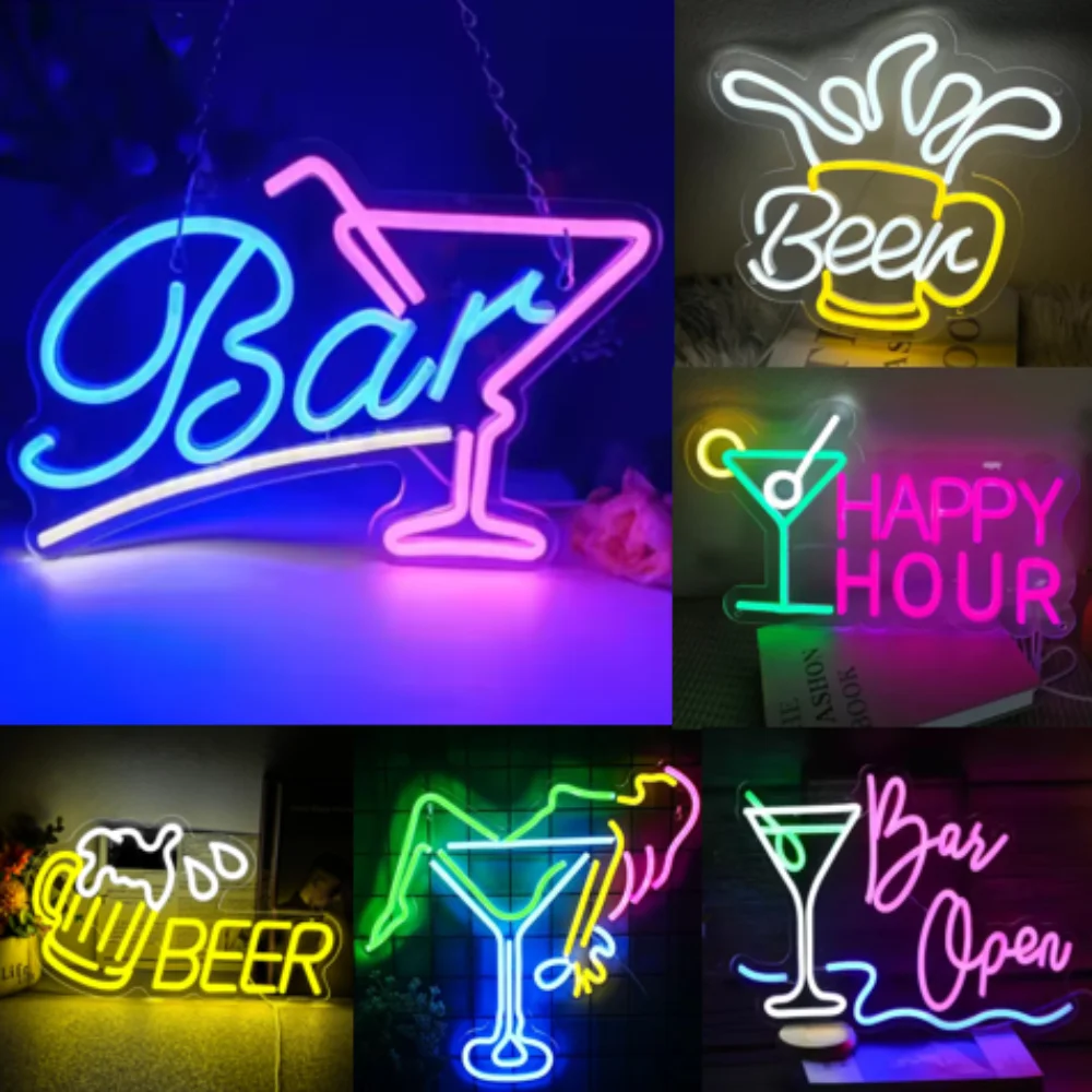 

Creative Shaped Cocktails Beer Neon Sign - Electric Pub Decor for Taverns, Home Bars, Party, and Brew-Themed Spaces LED Lights