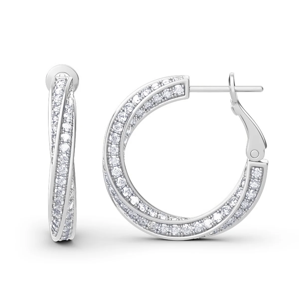 

Total Is 7.5ct Moissanite Diamond Massive Hoop Earrings For Women Sterling Silver 925 Luxury Certified Jewelry Pass Diamond Test