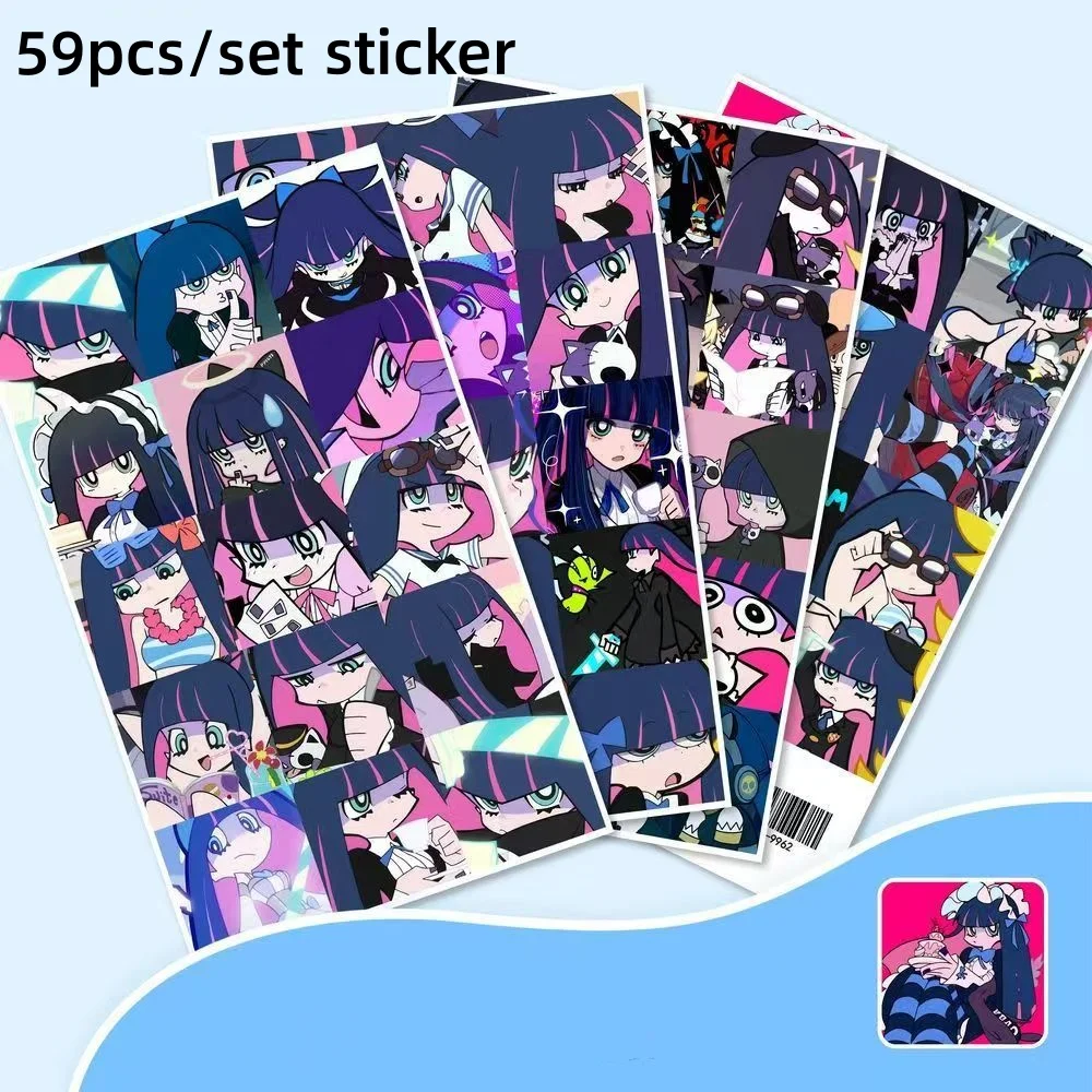 

59pcs/set Panty & Stocking with Garterbelt Cartoon Stickers DIY Notebook Skateboard Ipad Phone Manga Decals