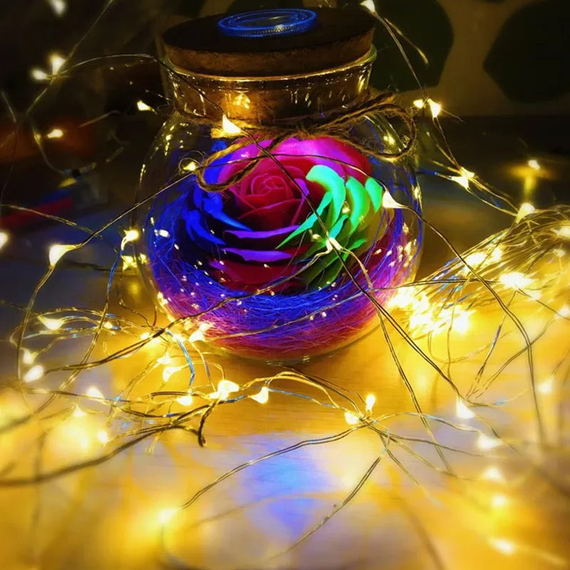 2/5/10M LED Copper Wire Light String Fairy Garland Battery Powered Garden Bedroom Party Wedding Christmas New Year Ornament