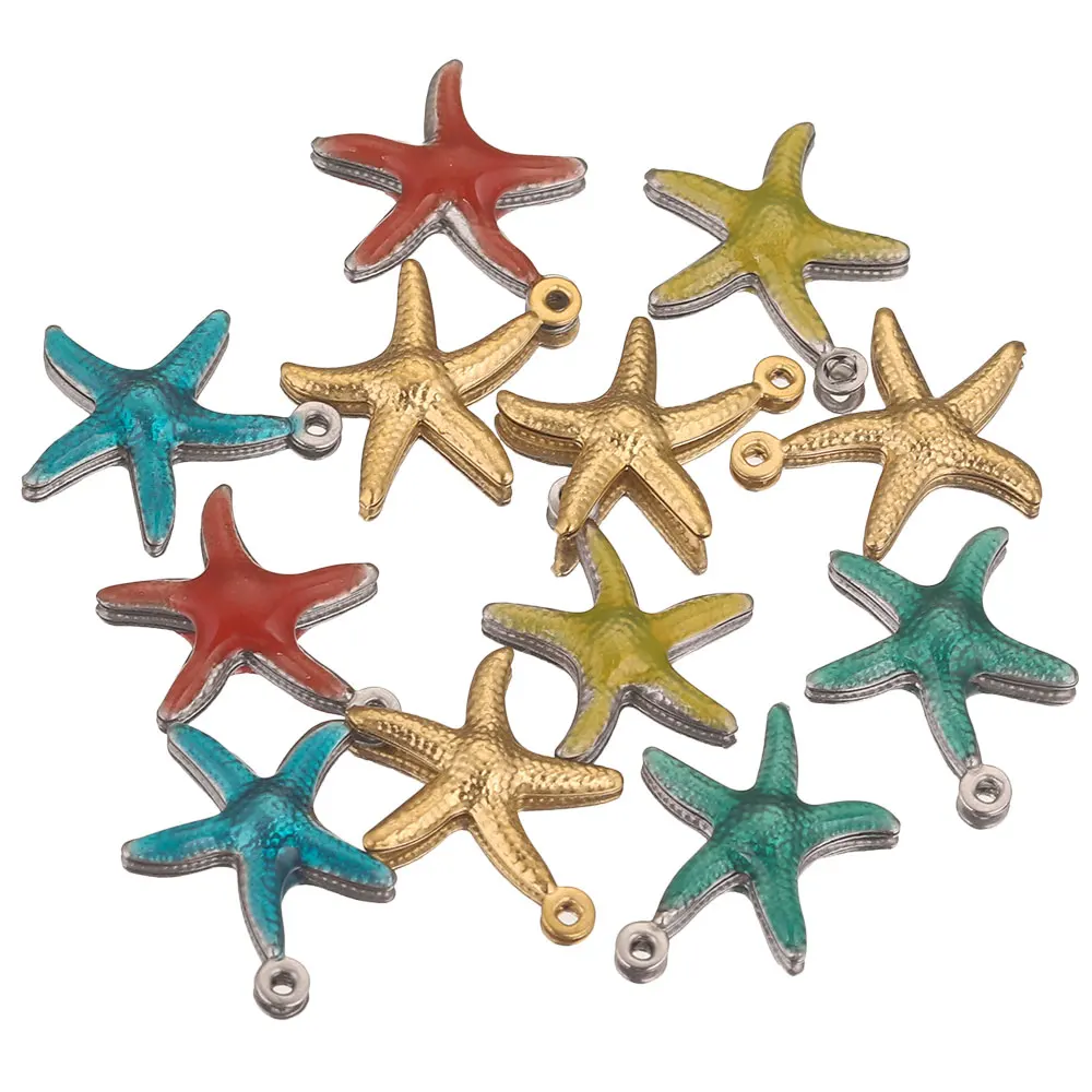 20pcs Lot Stainless Steel Small Starfish Star Sea Designer Earring Charms DIY Necklace Bracelet Bulk Jewelry Making Wholesale