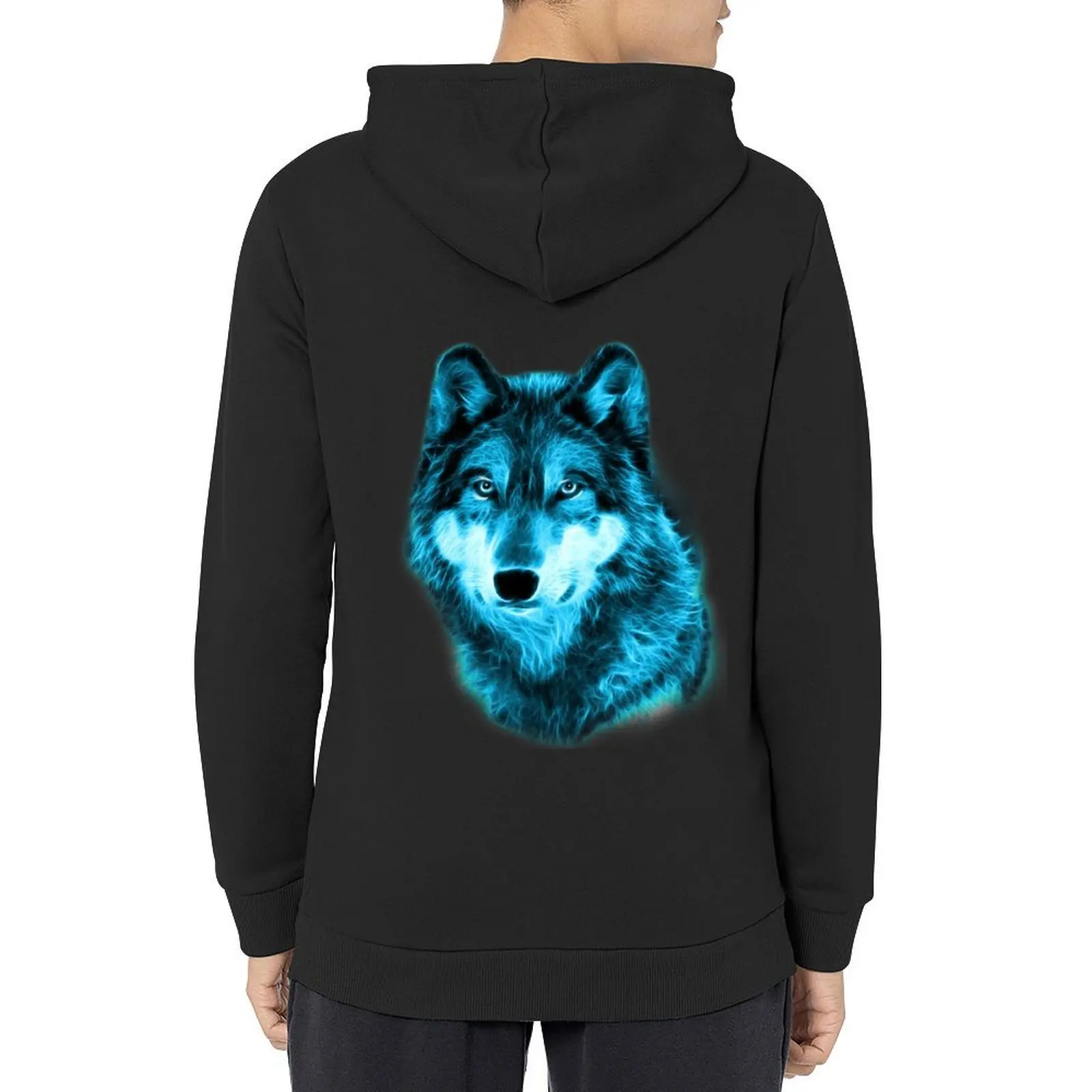 

Wolf Glow Neon Wolves Gifts Hoodie men clothing men's clothing korean autumn clothes tracksuit men
