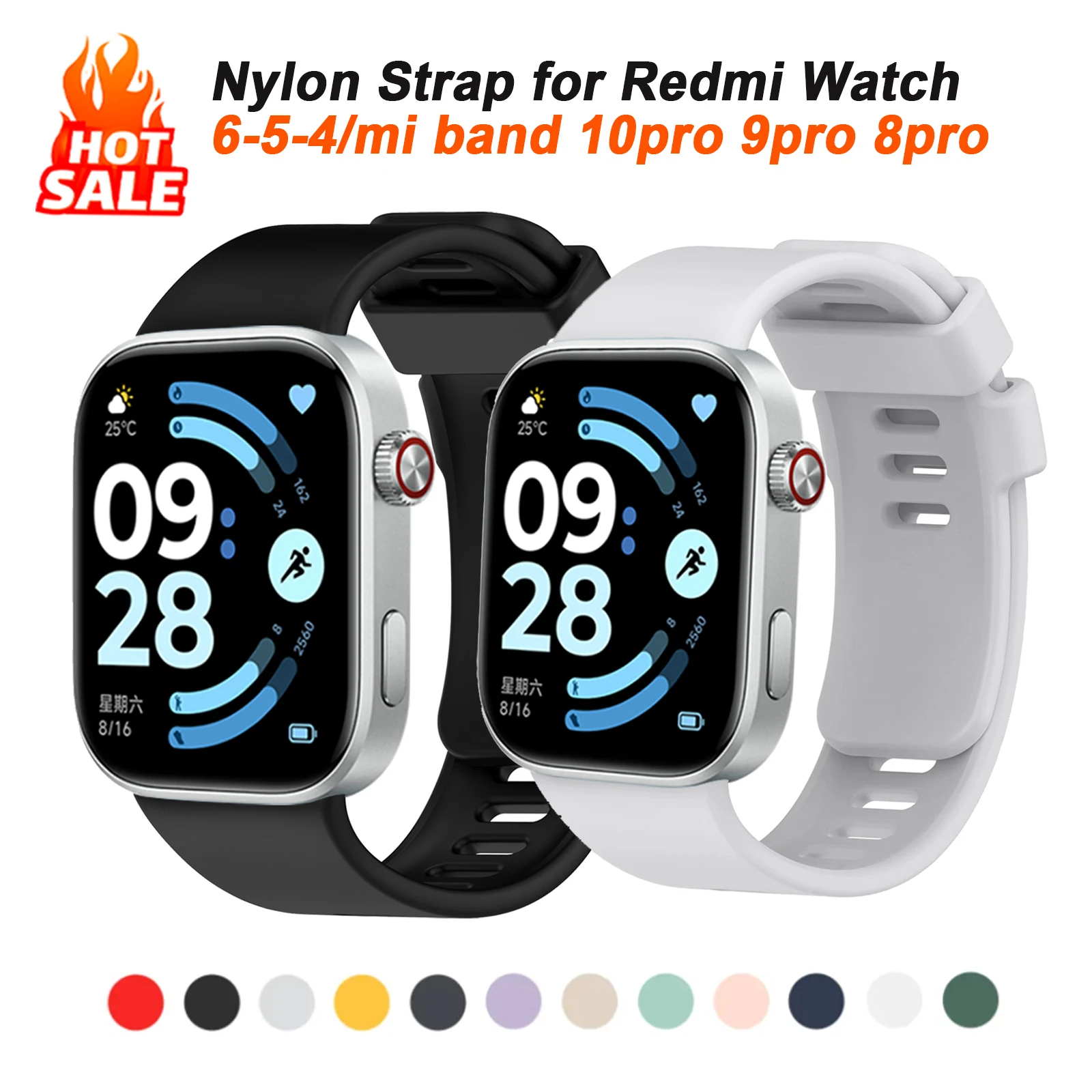 Silicone Strap for Redmi Watch 6 5 4 Smart Watch Sport Strap Wristband Bracelet for Mi Band 9 Pro/8 Pro Soft Strap  Accessories