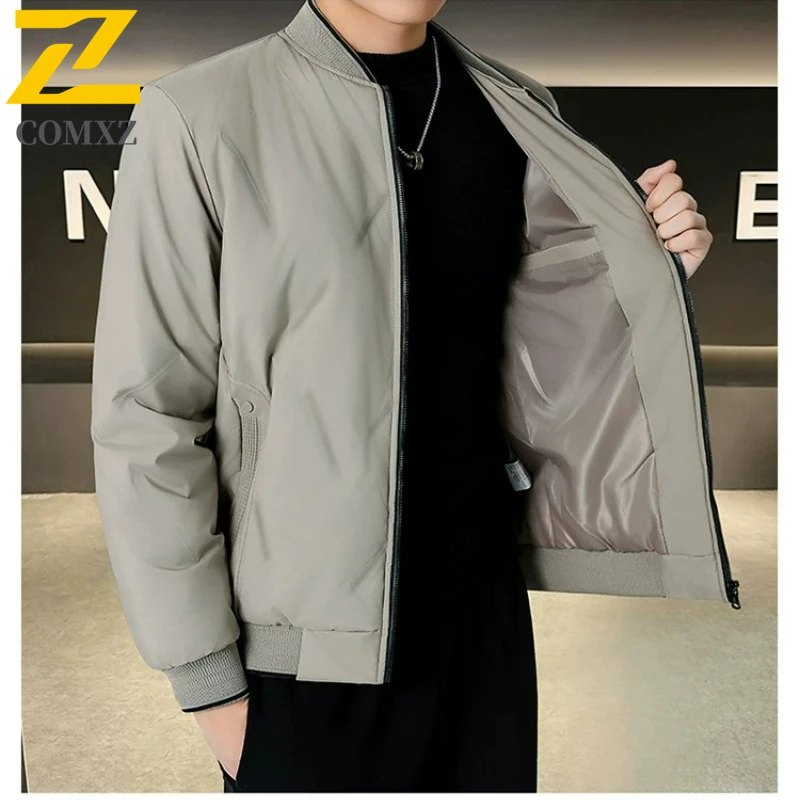 

COMXZ 2025 Winter Down Jacket Men Korean Stylish Thick White Duck Down Warm Coat Casual Ski Camping Cold Proof Parka Puffer