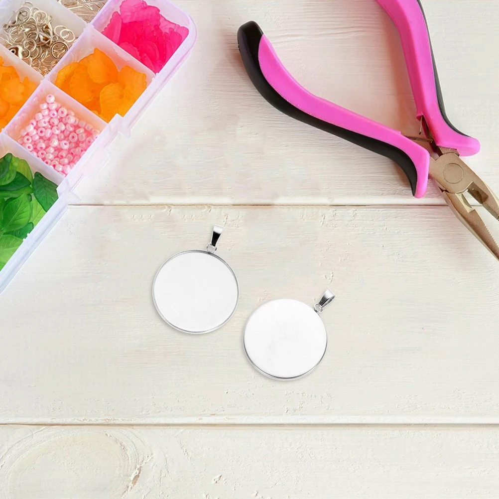 

30pcs Stainless Steel Time Gem Holder Durable Round Blank Pendant Trays for DIY Jewelry Making Transparent Cabochons Charm