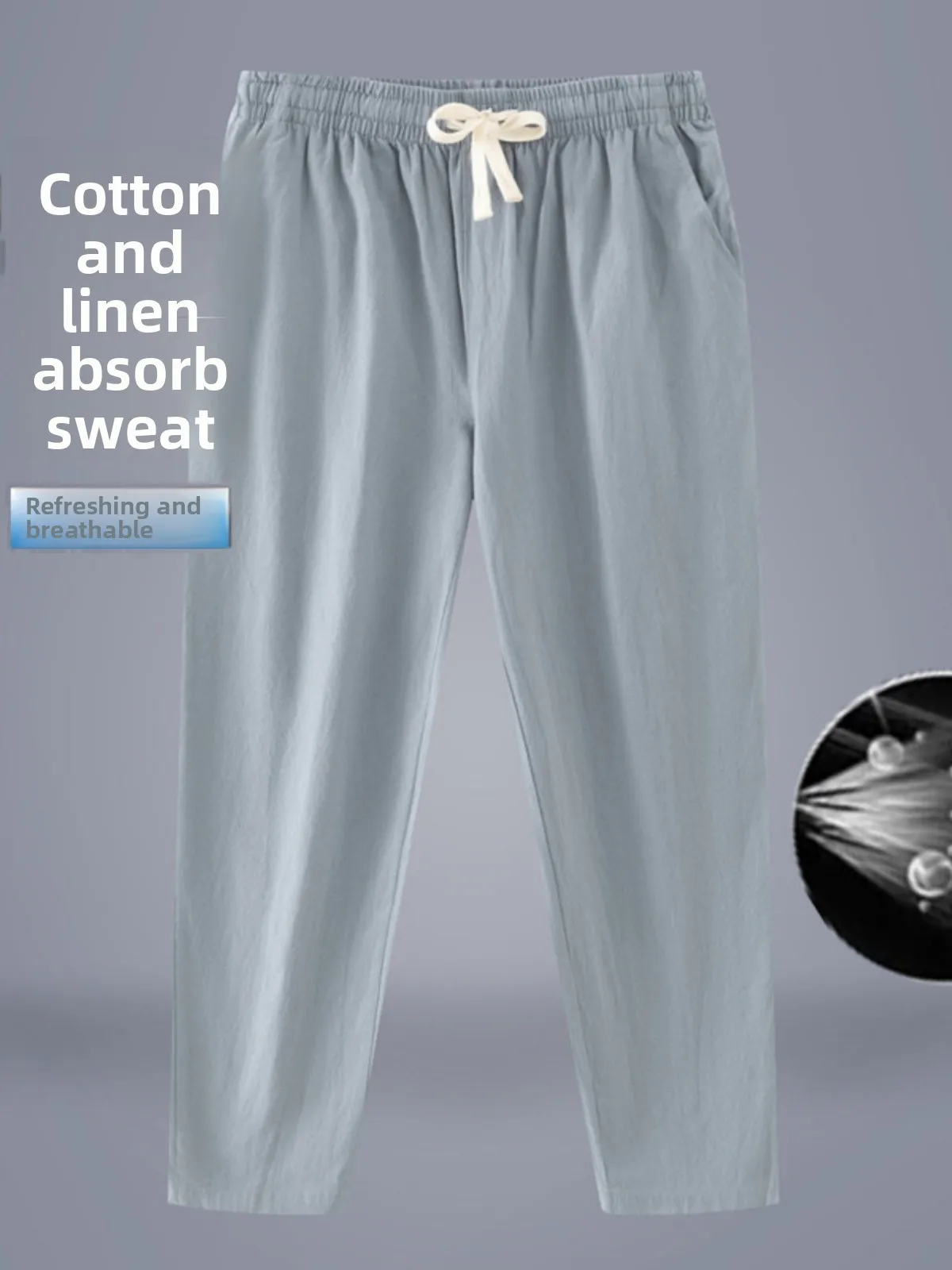 

Мужские летние тонкие свободные брюки большого размера из хлопка и льна, прямого кроя, повседневные, дышащие, комфортные, прямые.