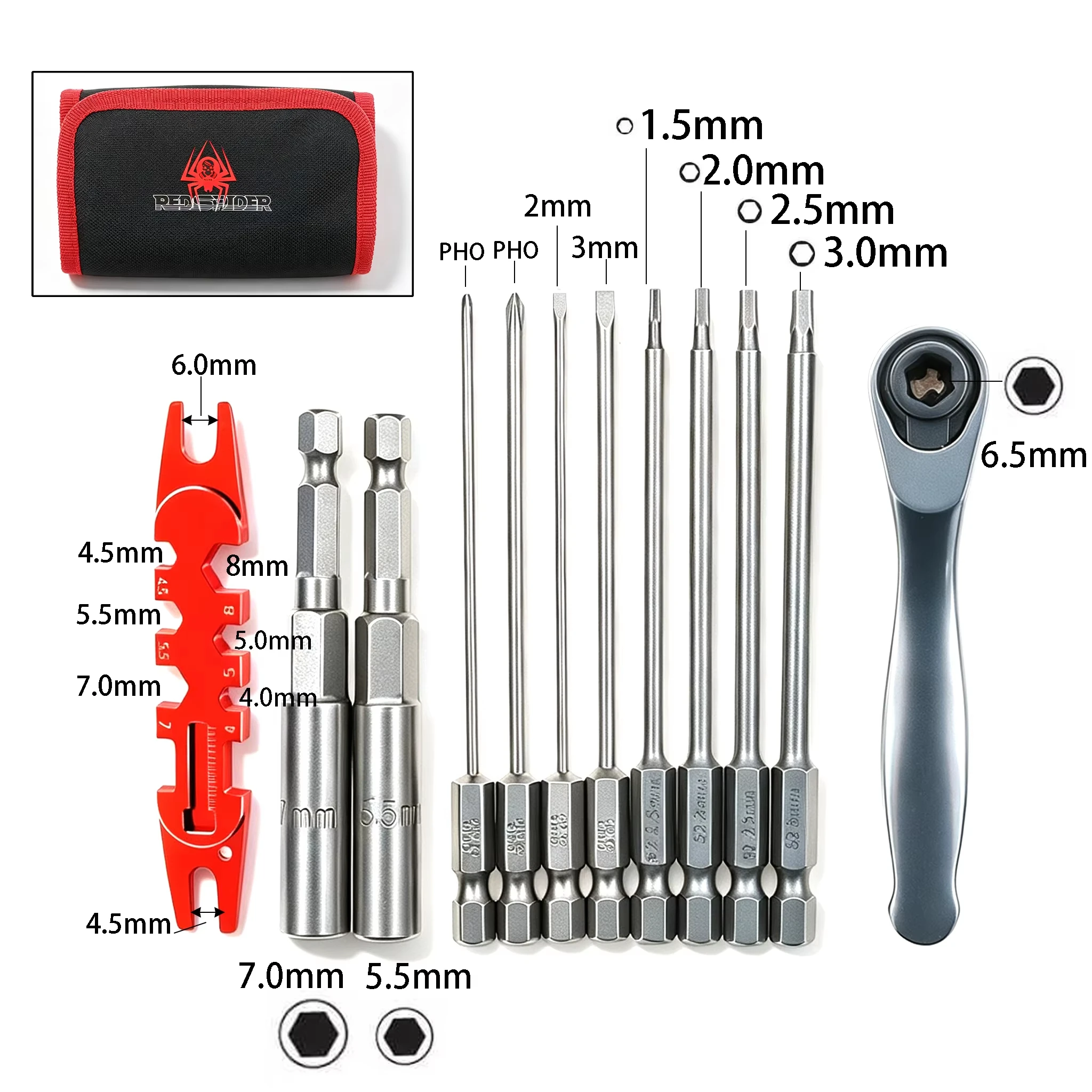 RC Tool Kit-Hex,Socket, Phillips Screwdrivers Set Precision Repair Tools Kit with Storage Bag